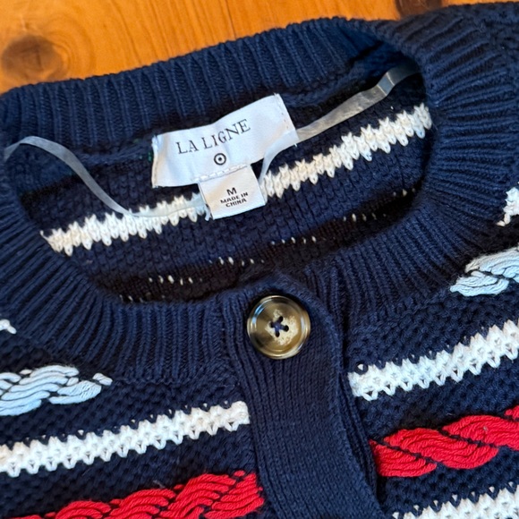 NEW❤️💙La Ligne x Target Multicolor Textured Striped Cardigan Sweater Medium - Picture 10 of 11